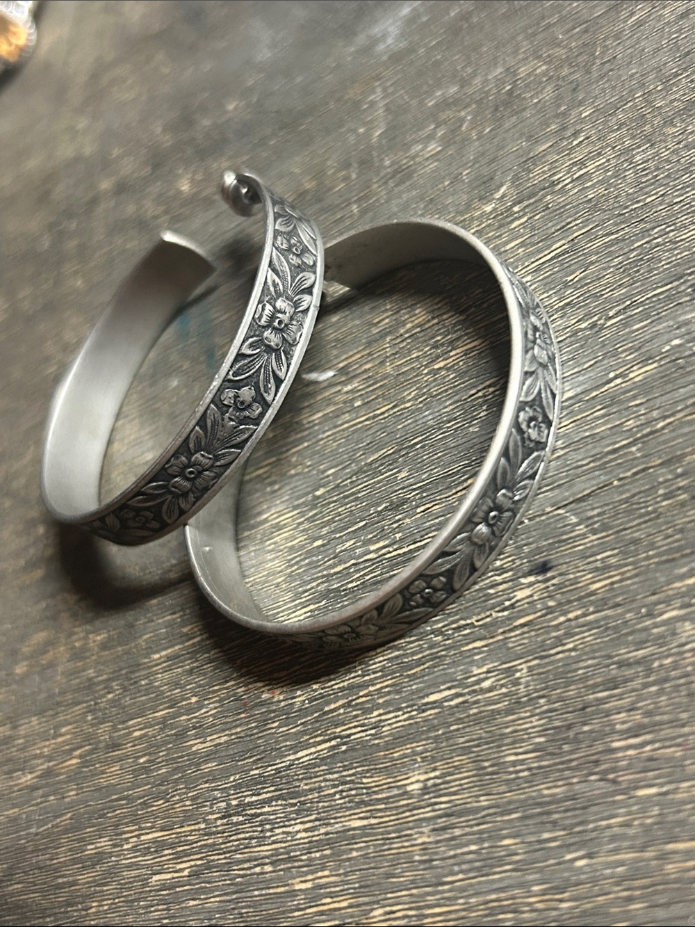 Engraved Silver-Tone Hoop Earrings